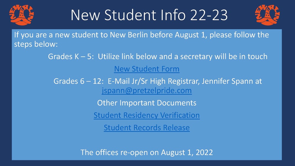 New Student Info 22-23