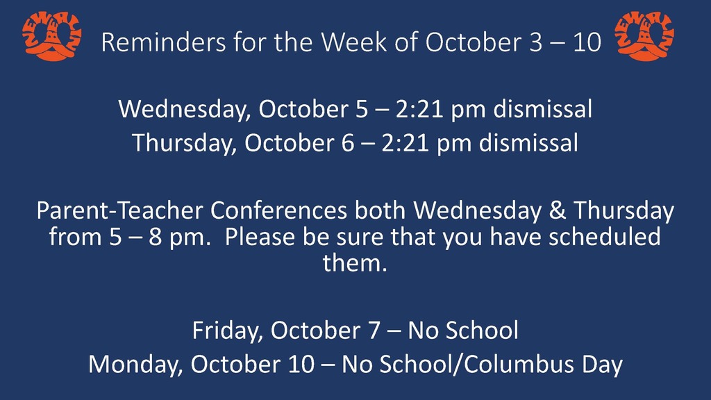 Reminders for Oct 3- 10